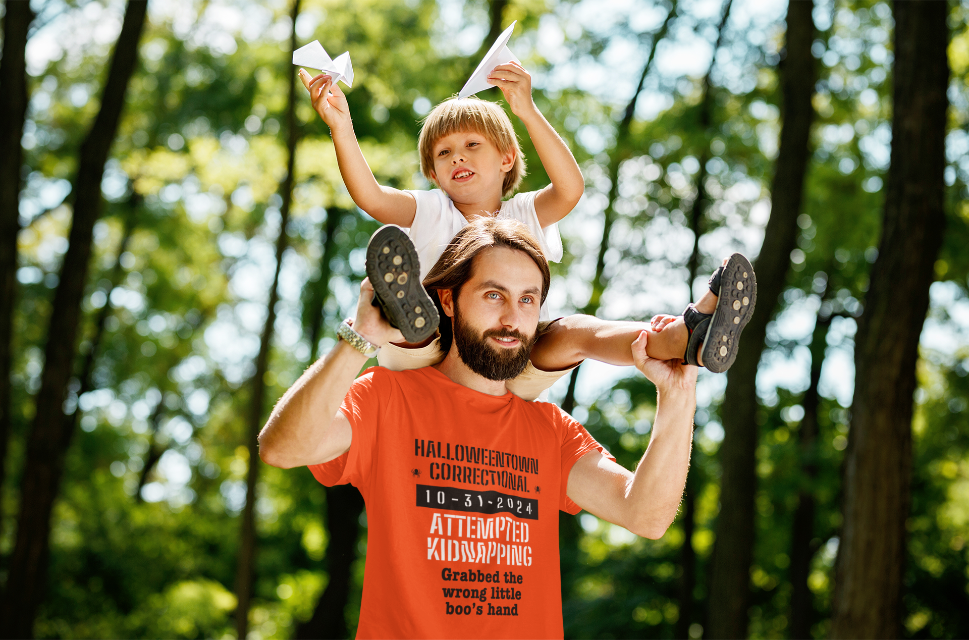 man holding boy wearing shirt halloween town correctional attempted kidnapping grabbed the wrong little boos hand family costume
