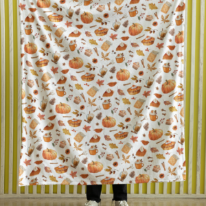 Pumpkin Spice Pattern Cozy Blanket for Fall or Halloween