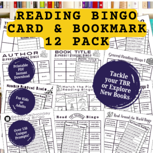 reading bingo card and bookmark 12 pack for readers kids adults